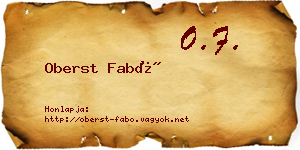 Oberst Fabó névjegykártya